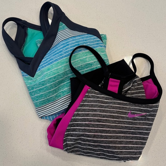 Nike Swim Tank Tops Bundle (2) Striped Sporty Racerback, size Medium - Picture 2 of 13